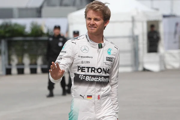 Pilote Allemand Nico Rosberg Mercedes Arrive Sur Circuit International Shanghai — Photo