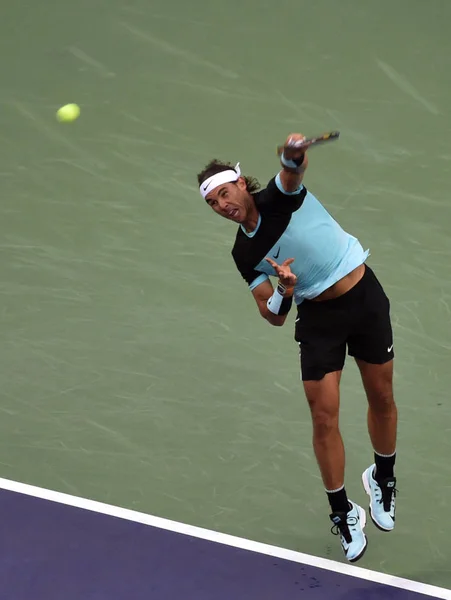 Rafael Nadal Espanha Serve Contra Wilfried Tsonga França Sua Partida — Fotografia de Stock