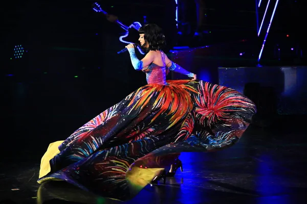 Cantante Estadounidense Katy Perry Actúa Concierto Shanghai Prismatic World Tour — Foto de Stock