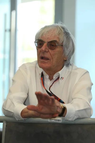 Bernie Ecclestone Diretor Executivo Grupo Fórmula Fala Uma Entrevista Durante — Fotografia de Stock
