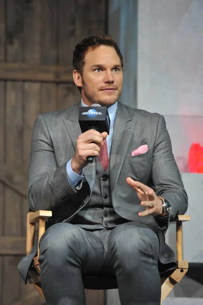 Amerikaans Acteur Chris Pratt Woont Een Persconferentie Voor Zijn Film — Stockfoto