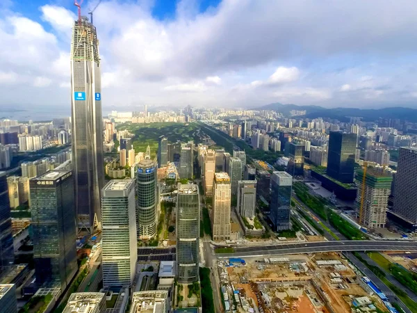 Flygfoto Över Ping International Finance Centre Ifc Tornet Uppförande Högsta — Stockfoto