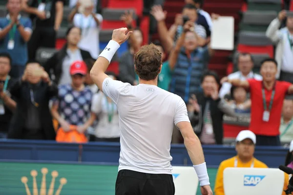 Andy Murray Wielkiej Brytanii Reaguje Pokonaniu John Isner Stanów Zjednoczonych — Zdjęcie stockowe