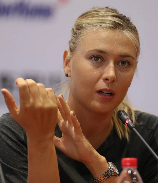 Maria Sharapova Van Rusland Spreekt Tijdens Een Persconferentie Voor Wta — Stockfoto