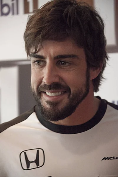 Fernando Alonso Piloto Español Mclaren Honda Sonríe Evento Reunión Fans — Foto de Stock