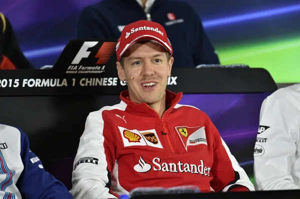 Sebastian Vettel Pilote Allemand Ferrari Assiste Une Conférence Presse Pour — Photo