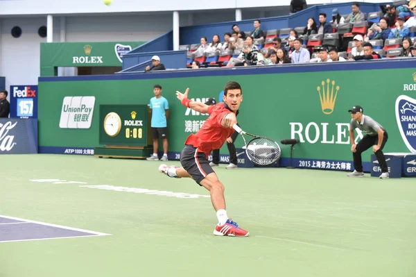 Novak Djokovic Aus Serbien Gibt Dem Spanier Feliciano López Seinem — Stockfoto