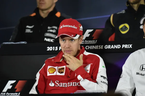 Piloto Alemán Sebastian Vettel Ferrari Asiste Una Conferencia Prensa Para — Foto de Stock