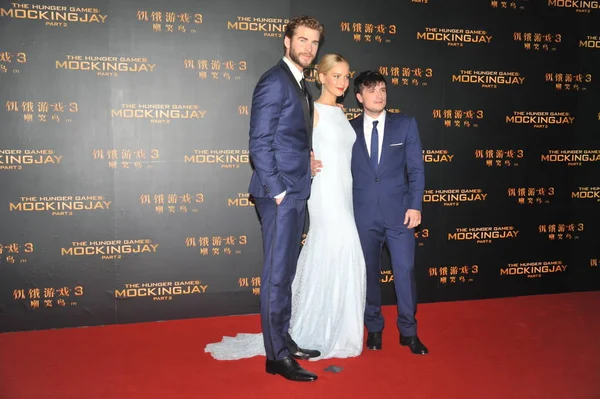 Ausztrál Színész Liam Hemsworth Amerikai Színésznő Jennifer Lawrence Színész Josh — Stock Fotó