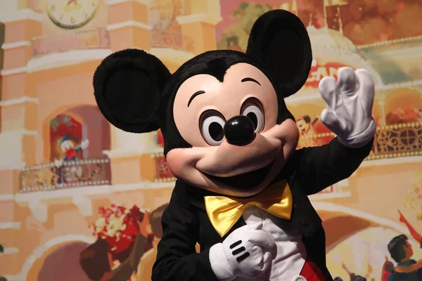 Entertainer Dressed Costume Micky Mouse Waves Launch Ceremony Unveil Scale — Stock Photo, Image
