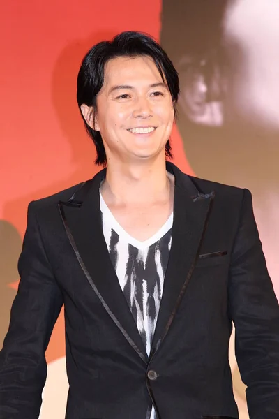 2014年2月26日 日本歌手兼词曲作者 演员福山 Masaharu 出席了他在中国香港举行的香港演唱会的新闻发布会 — 图库照片