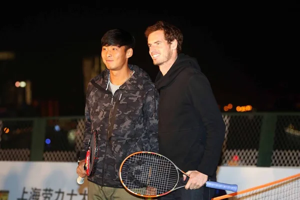 Tenista Británico Andy Murray Derecha Tenista Chino Zhang Posan Evento — Foto de Stock