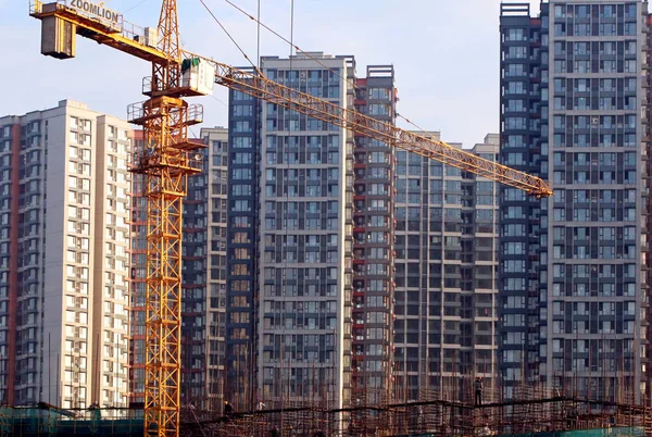Новые Многоэтажные Жилые Дома Строятся Городе Хуайань Провинция Цзянсу Востоке — стоковое фото
