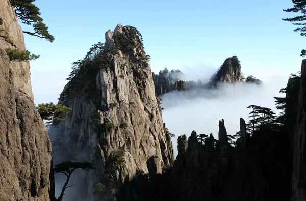 Landschap Van Zee Van Wolken Huangshan Mountain Schilderachtige Plek Huangshan — Stockfoto