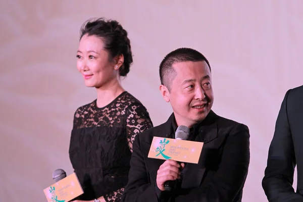 Kínai Igazgató Jia Zhangke Jobb Színésznő Felesége Zhao Tao Részt — Stock Fotó