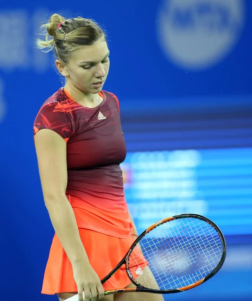 Simona Halep Uit Roemenië Behartigt Boos Wordt Verslagen Door Johanna — Stockfoto