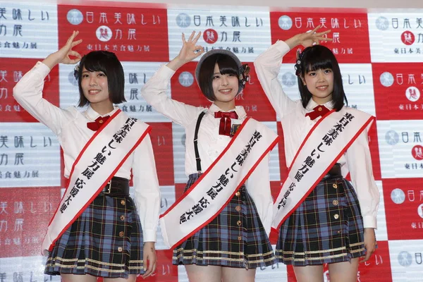 Left Maria Shimizu Shiori Sato Nanase Yoshikawa Team Japanese Idol — Stock Photo, Image