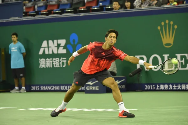 Fernando Verdasco Spanien Returnerar Ett Skott Till Bernard Tomic Australien — Stockfoto