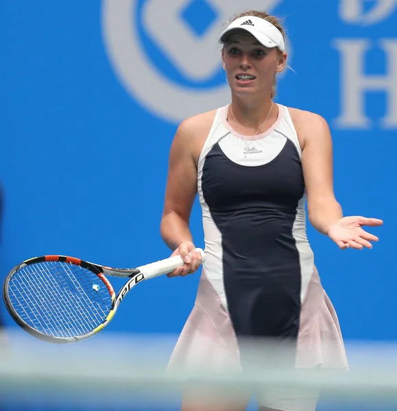 Caroline Wozniacki Dinamarca Reacciona Después Perder Puntos Ante Anna Karolina — Foto de Stock