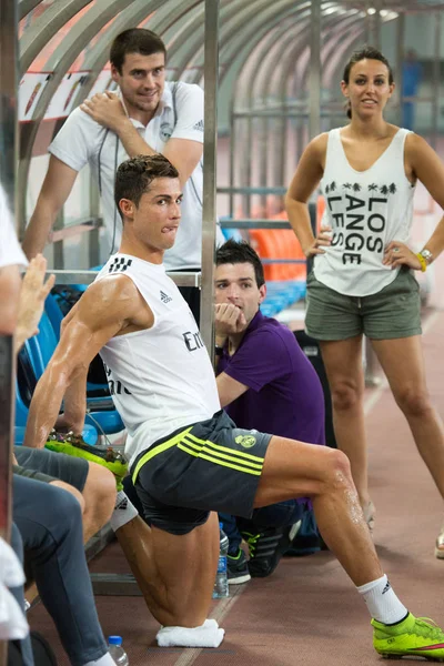 Cristiano Ronaldo Del Real Madrid Frente Hace Rostros Una Sesión — Foto de Stock