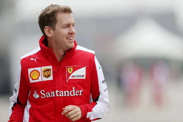 Sebastian Vettel Pilote Allemand Arrive Sur Circuit International Shanghai Avant — Photo