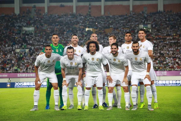 Players Starting Line Real Madrid Pose Photos Soccer Match Inter — Stock Photo, Image