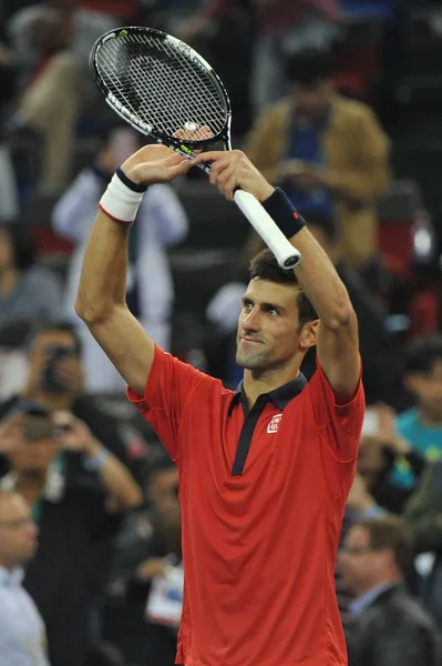 Novak Djokovic Sérvia Reage Após Derrotar Bernard Tomic Austrália Sua — Fotografia de Stock