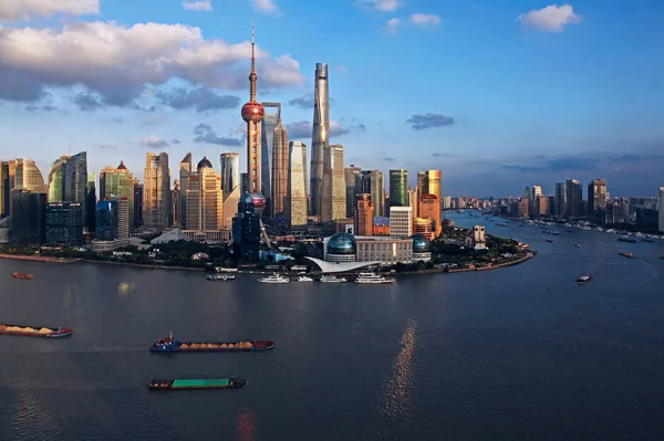 Vista Del Río Huangpu Distrito Financiero Lujiazui Con Torre Oriental — Foto de Stock