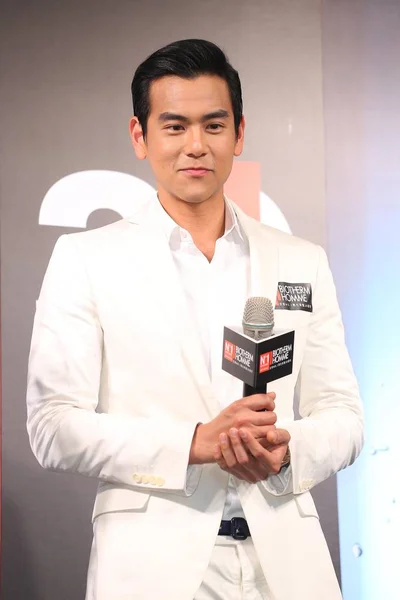 Taiwanesischer Schauspieler Eddie Peng Posiert Während Einer Werbeveranstaltung Für Biotherm — Stockfoto