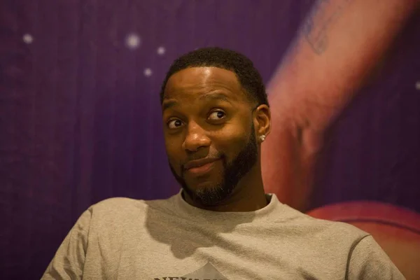 Der Pensionierte Nba Star Tracy Mcgrady Nimmt Einer Pressekonferenz Während — Stockfoto