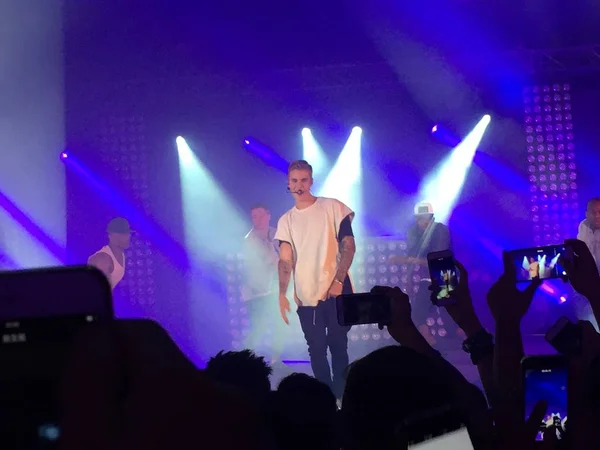 Cantor Canadense Justin Bieber Apresenta Concerto Durante Calvin Klein Jeans — Fotografia de Stock