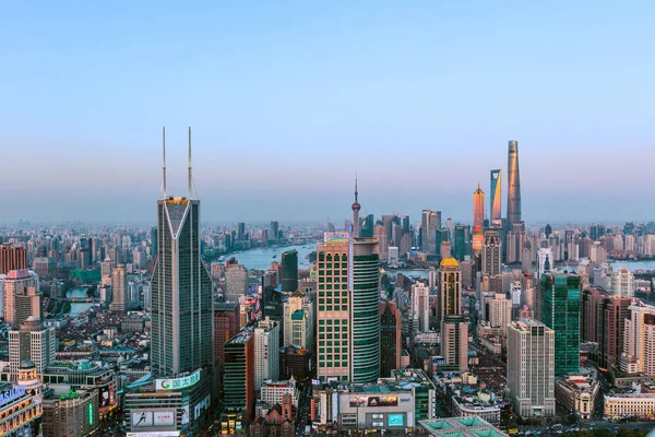 Skyline Puxi Huangpu River Lujiahei Financial District Oriental Pearl Tower — стоковое фото