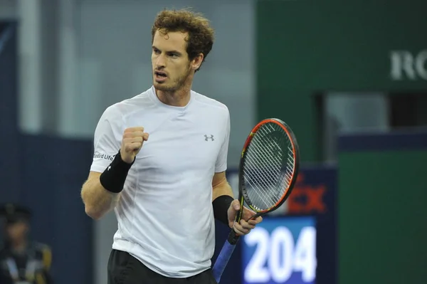 Andy Murray Gran Bretaña Reacciona Después Anotar Contra Tomas Berdych — Foto de Stock