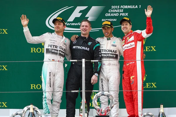 Alemán Nico Rosberg Izquierda Británico Lewis Hamilton Segundo Derecha Mercedes —  Fotos de Stock