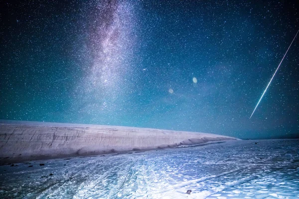 Vue Ciel Étoilé Dessus Glacier Bayi Dans Les Monts Qilian — Photo