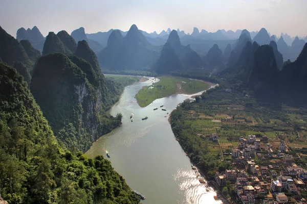 File Paisaje Del Río Yulong Través Colinas Kársticas Condado Yangshuo — Foto de Stock