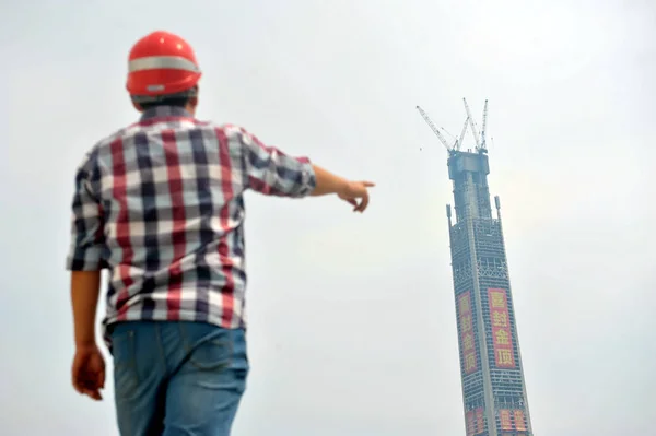 建設現場は 2015 日中国天津市に建設中の 117 話天津 117 タワー — ストック写真