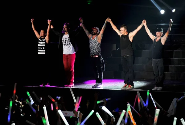 Americký Pop Skupiny Backstreet Boys Provádí Jeho Koncertě Wuhan City — Stock fotografie