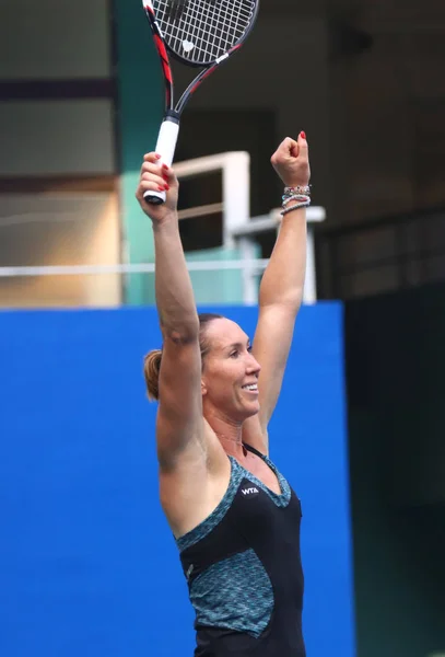 Jelena Jankovic Serbiens Firar Efter Att Besegrat Denisa Allertova Tjeckien — Stockfoto