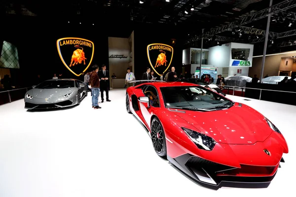 Lamborghini Sportwagens Worden Tentoongesteld Tijdens 16E Shanghai International Automobile Industrie — Stockfoto