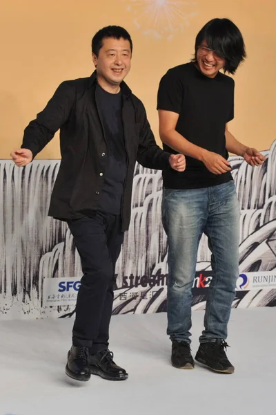 File Chinese Director Jia Zhangke Left Writer Han Han Dance — Stock Photo, Image