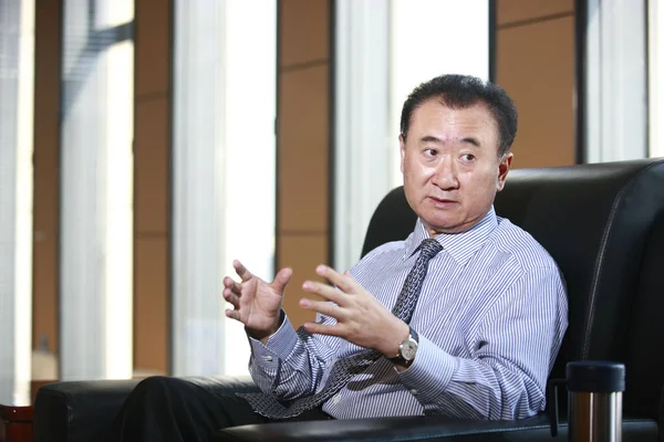 Wang Jianlin Předseda Dalian Wanda Group Hovoří Během Rozhovoru Pekingu — Stock fotografie