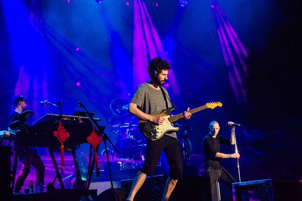 Члены Американской Рок Группы Linkin Park Выступили Время Концерта 2015 — стоковое фото