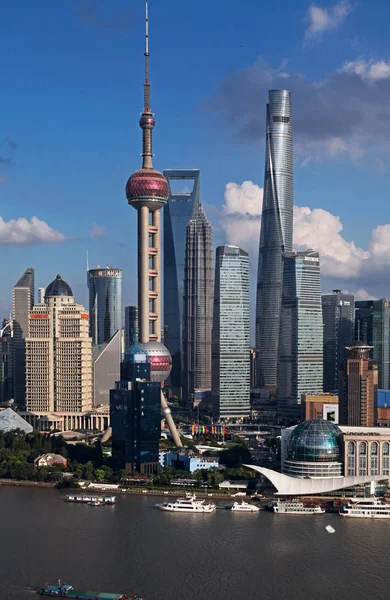 Utsikt Över Floden Huangpu Och Lujiazui Financial District Med Oriental — Stockfoto