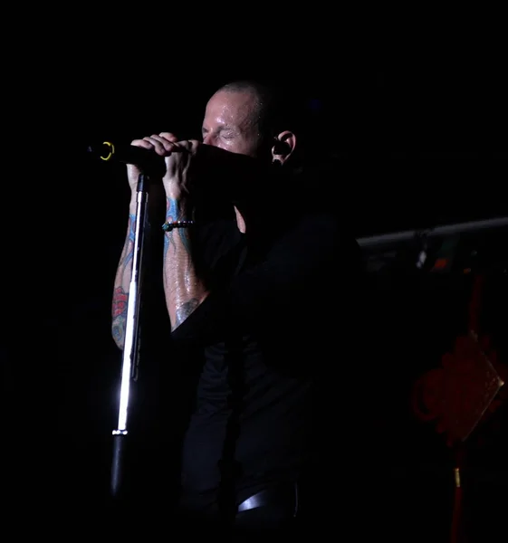 Chester Bennington Banda Rock Estadounidense Linkin Park Realiza Durante Concierto — Foto de Stock