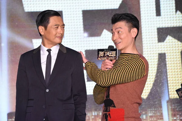 Hongkongský Herec Andy Lau Pravdu Mluví Herec Chow Yun Fat — Stock fotografie