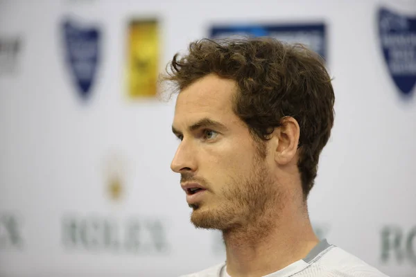 Andy Murray Grã Bretanha Participa Uma Coletiva Imprensa Para Torneio — Fotografia de Stock
