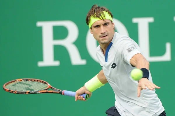 David Ferrer Spanien Förbereder Att Återvända Ett Skott Till Bernard — Stockfoto