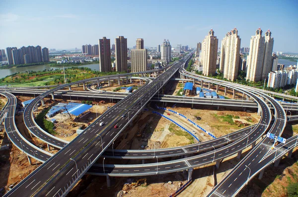 File Vista Aérea Viaduto Rodovias Elevadas Cidade Wuhan Província Hubei — Fotografia de Stock