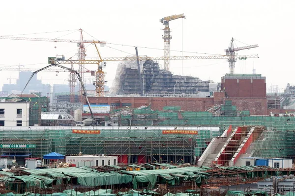 Šanghajské Středisko Disneyland Výstavbě Pchutongu Šanghaji Číně Února 2015 — Stock fotografie